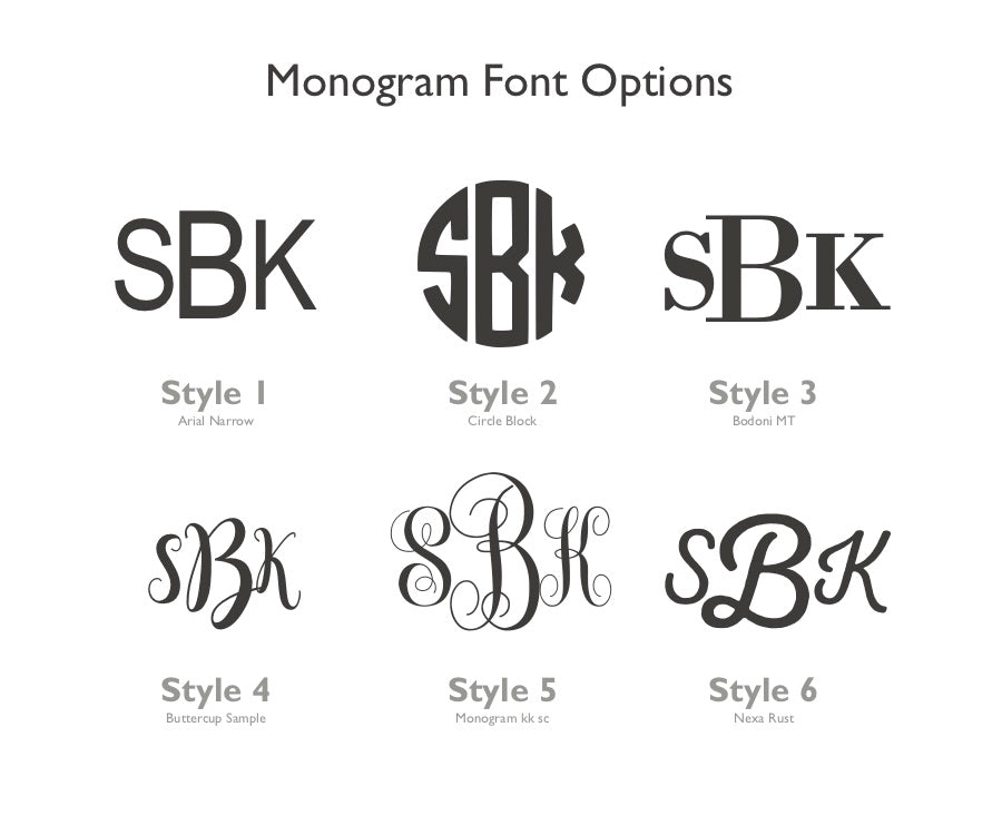 monogram style options for Bamboo square coasters