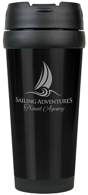 personalized black stainless steel travel mug