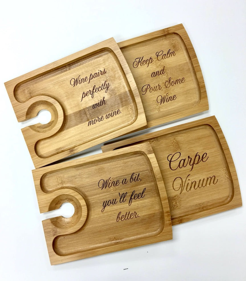 engraved Bamboo Hors D'Oeuvres Plate set