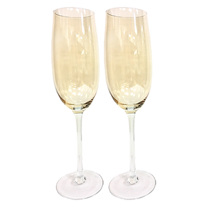 set of two champagne flutes gold