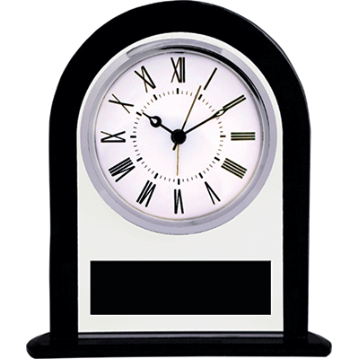 Black and Clear Glass Arch Clock