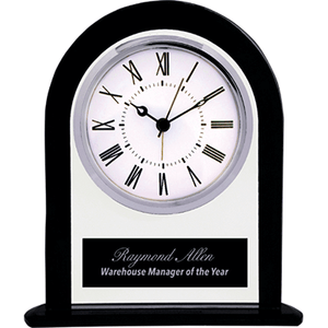 
            
                Load image into Gallery viewer, Black and Clear Glass Arch Clock
            
        