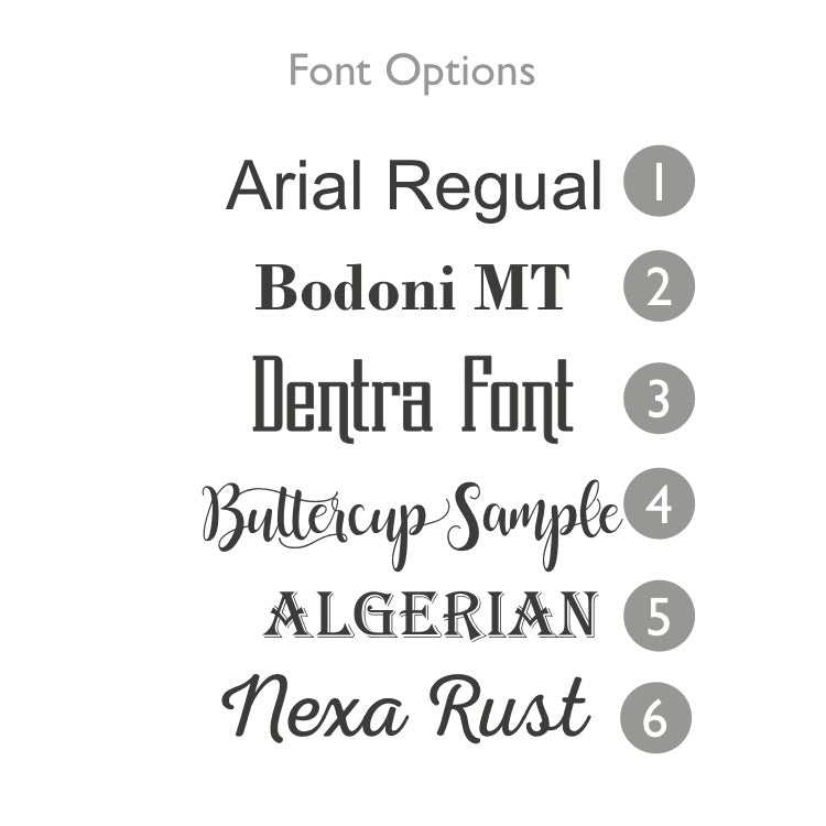 font options for Bamboo Hors D'Oeuvres Plate set
